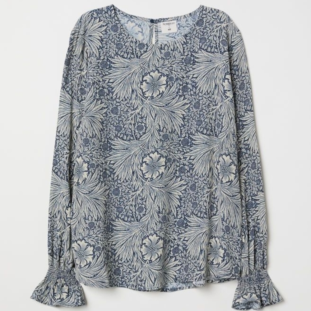 H&M x William Morris & Co Blue and White Floral Blouse 💐Rare - Picture 14 of 14
